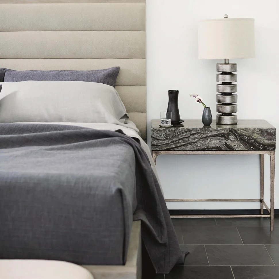 Bernhardt Linea Collection Upholstered Channeled Panel Bed ~ Available in Queen And King Sizes - Image 3