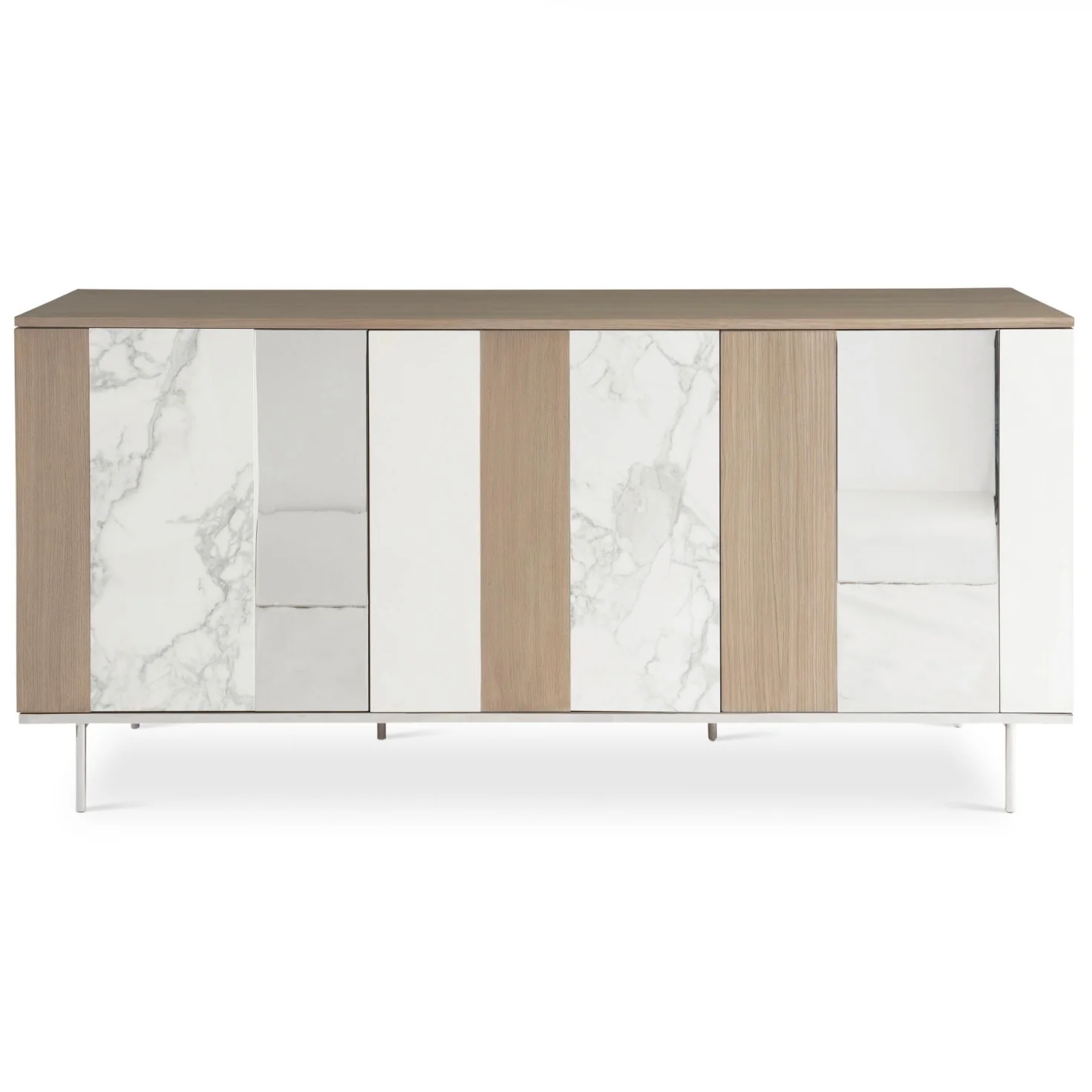 Bernhardt Modulum Collection Modern Buffet ~ Steel, Marble, White Adobe Faux Stone and Sahara Finished Wood - Image 3