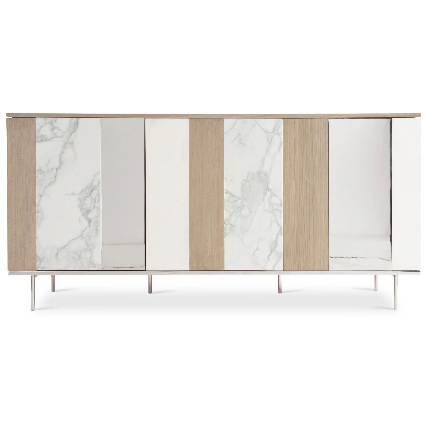 Bernhardt Modulum Collection Modern Buffet ~ Steel, Marble, White Adobe Faux Stone and Sahara Finished Wood - Image 4