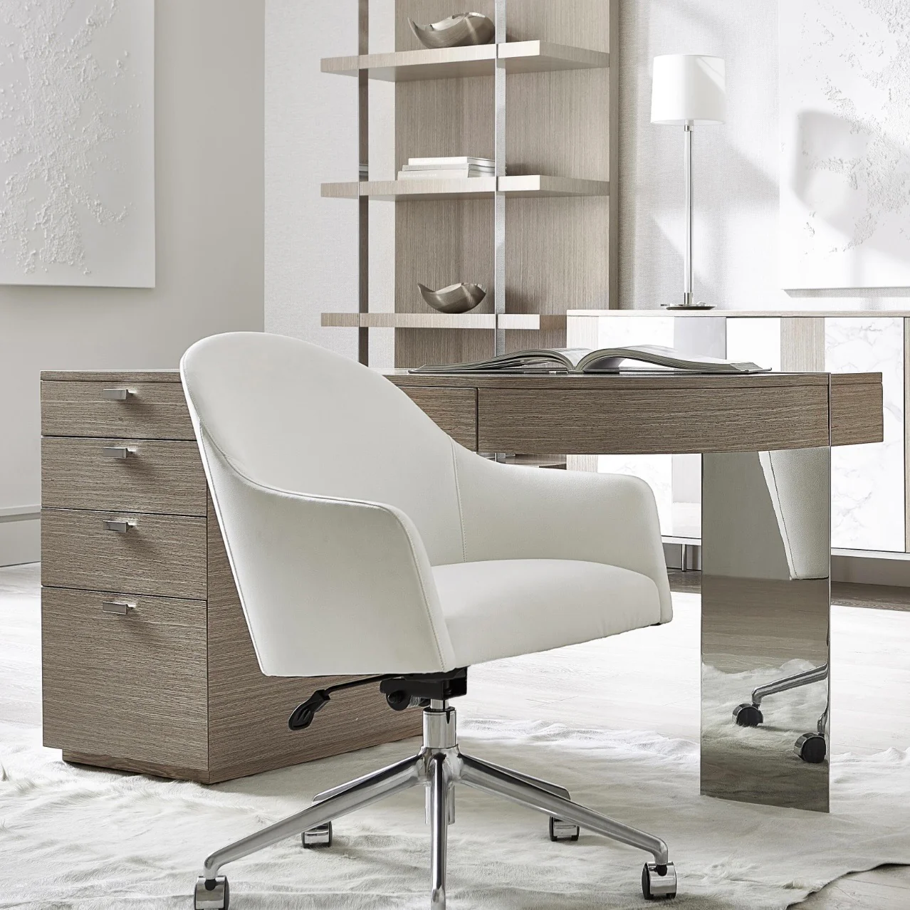 Bernhardt Modulum Collection Desk ~ Steel and Sahara Finished Wood