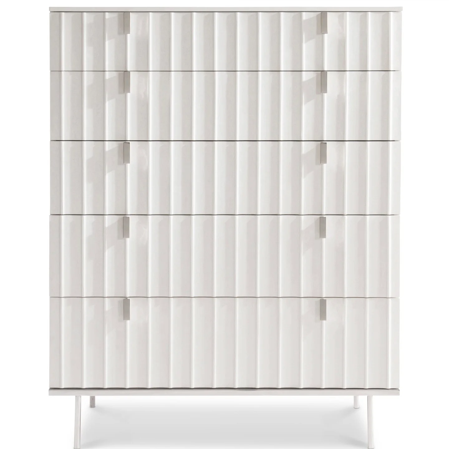 Bernhardt Modulum Collection Five Drawer Tall Drawer Chest ~ White Adobe Faux Stone Finish - Image 2