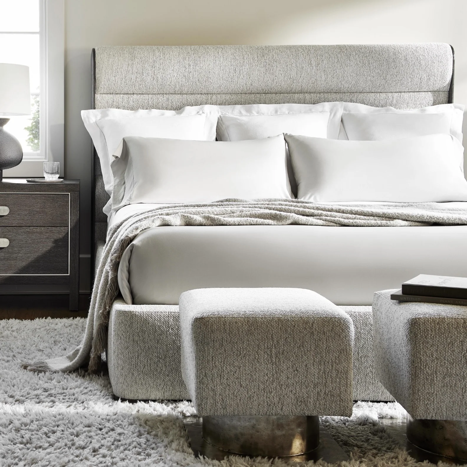 Bernhardt Prado Collection Modern Square Upholstered Bench - Image 3