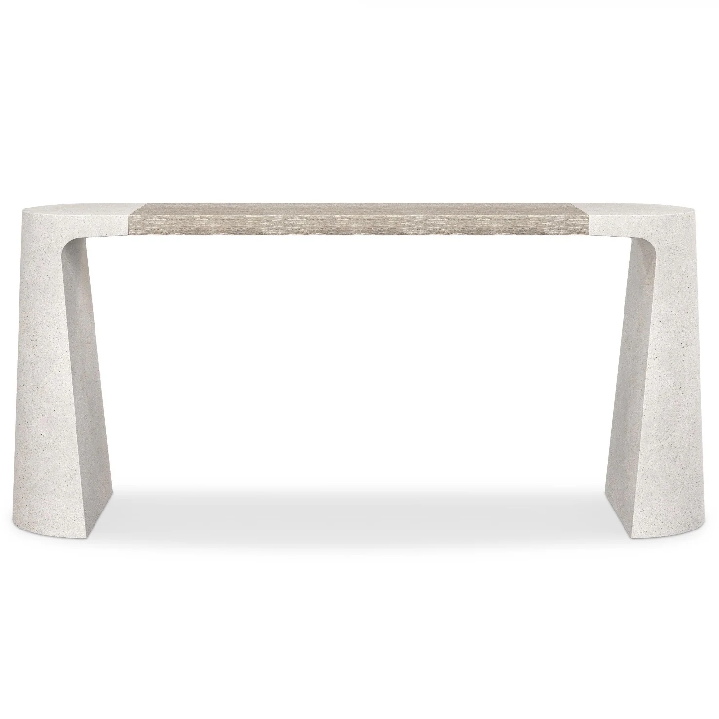 Bernhardt Prado Collection Glass-Reinforced Concrete With Tawny Wood Top Console Table - Image 2