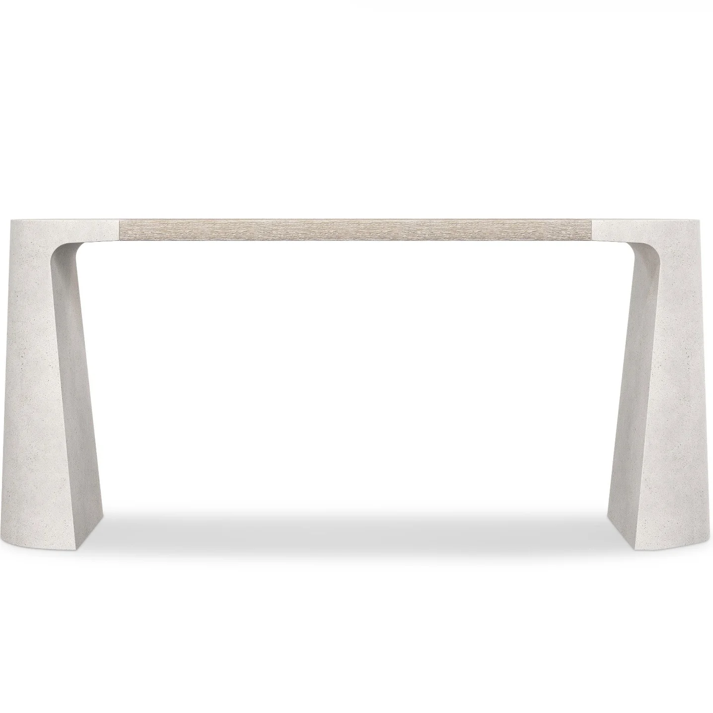 Bernhardt Prado Collection Glass-Reinforced Concrete With Tawny Wood Top Console Table - Image 3