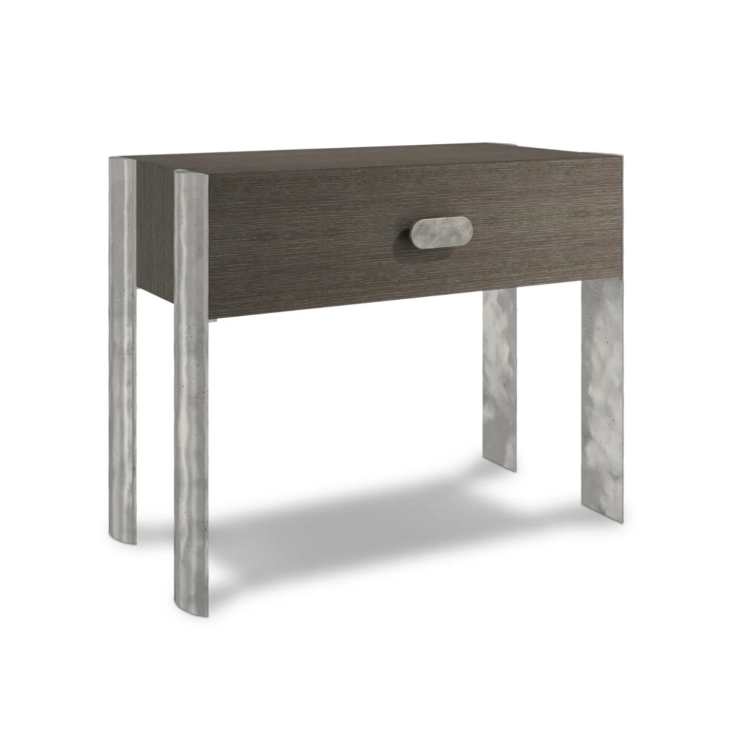 Bernhardt Prado Collection Single Drawer Nightstand With Cast Aluminum Legs ~ Porcini Finish - Image 2