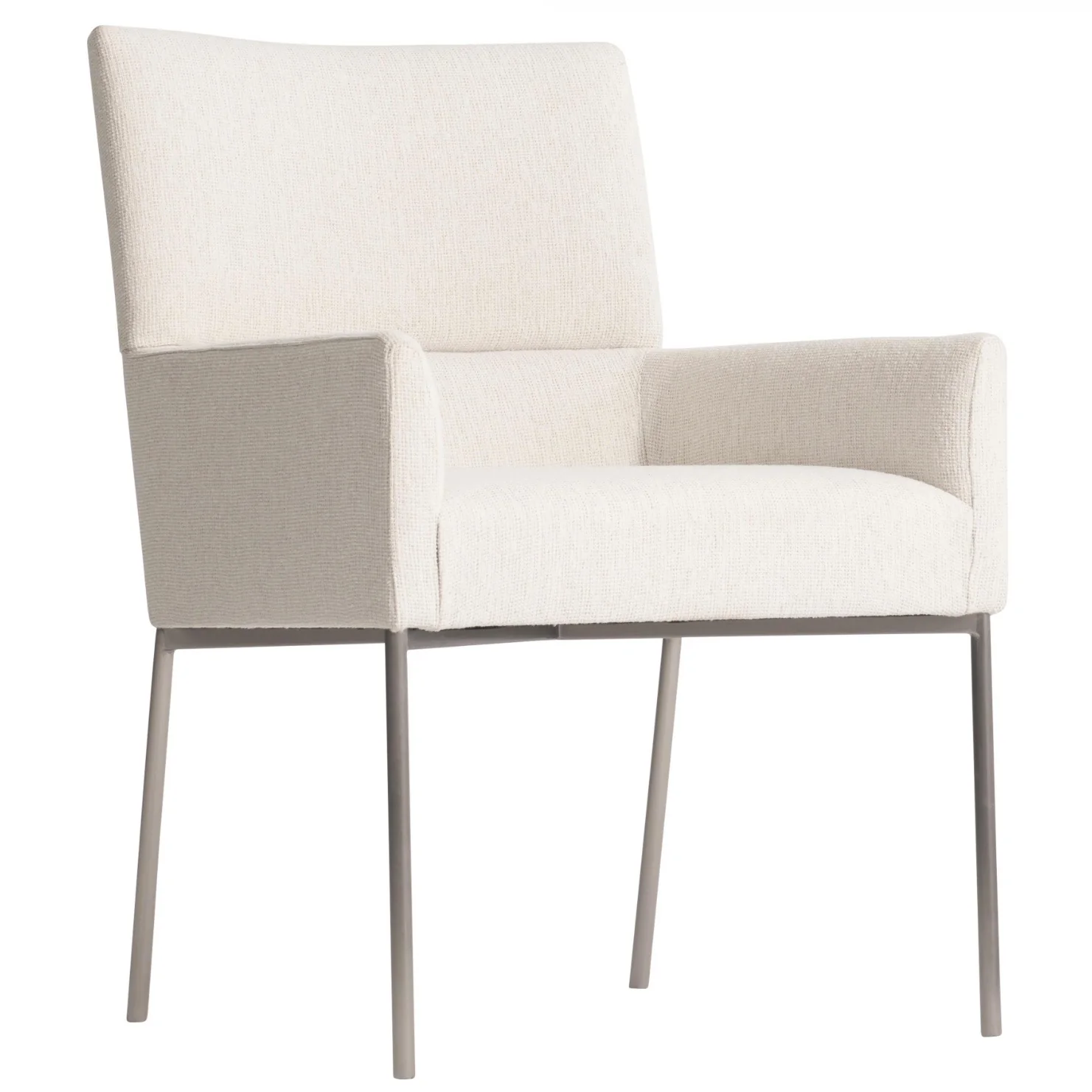 Bernhardt Sereno Collection Upholstered Dining Armchair with Stainless Steel Legs in Nickel Finish - Image 2