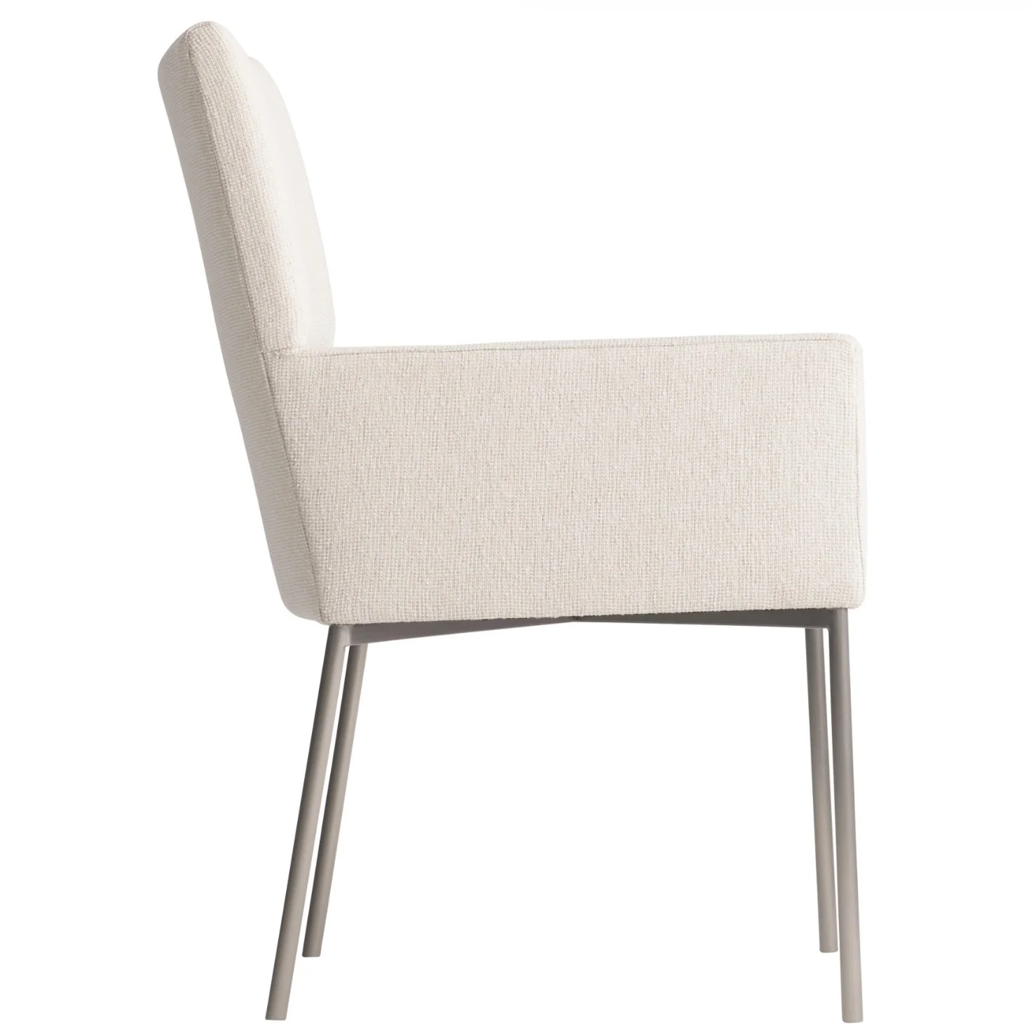 Bernhardt Sereno Collection Upholstered Dining Armchair with Stainless Steel Legs in Nickel Finish - Image 3