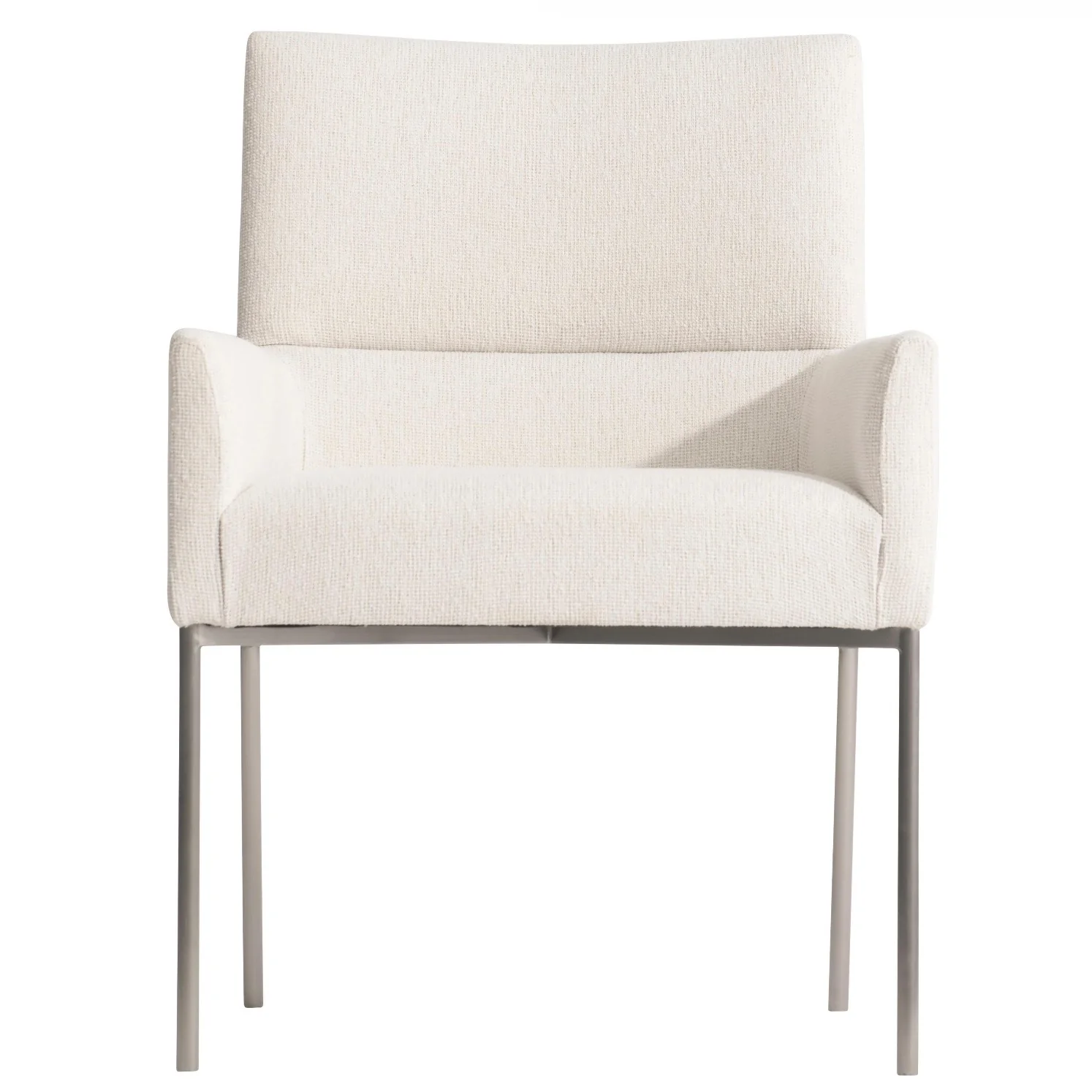 Bernhardt Sereno Collection Upholstered Dining Armchair with Stainless Steel Legs in Nickel Finish - Image 4