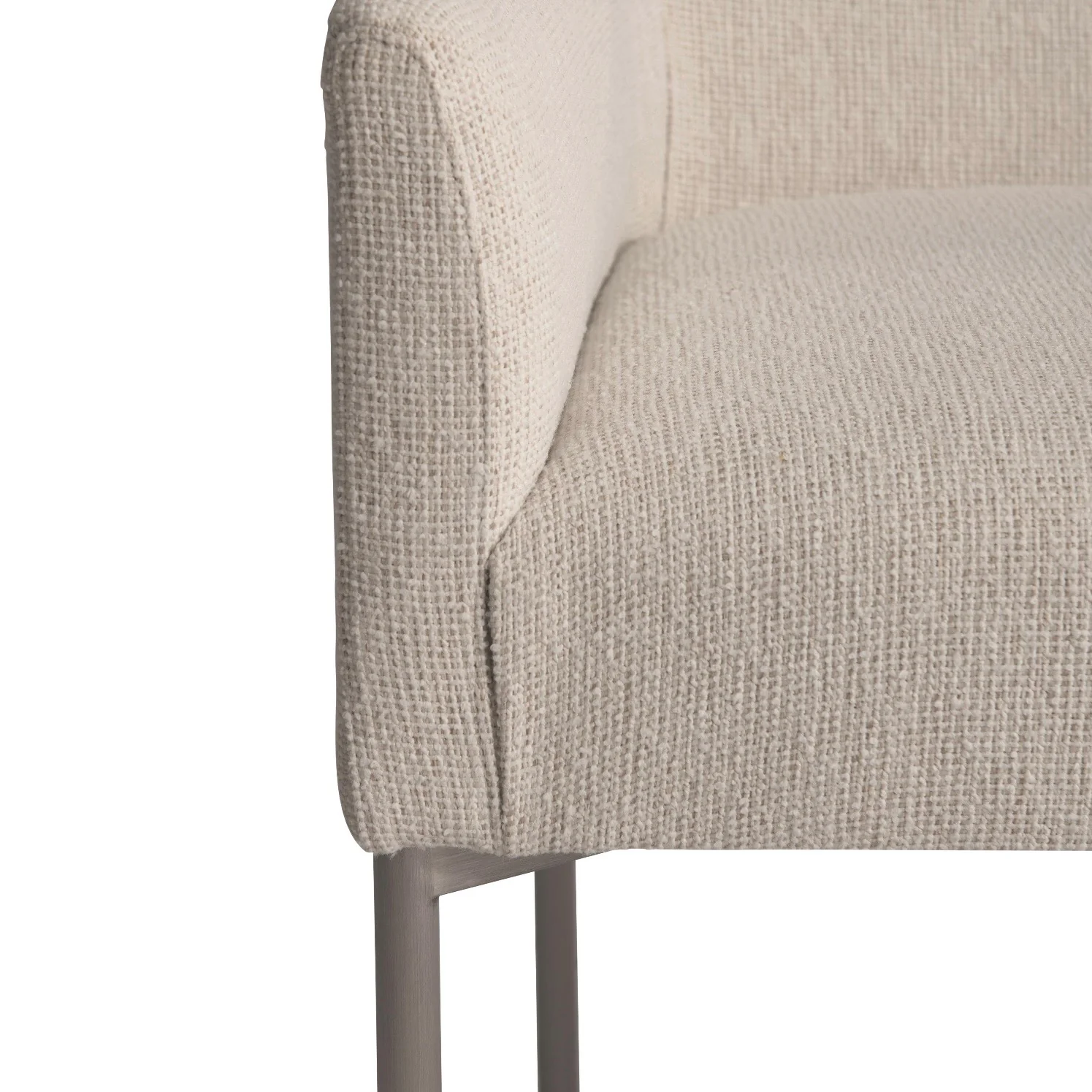 Bernhardt Sereno Collection Upholstered Dining Armchair with Stainless Steel Legs in Nickel Finish - Image 6