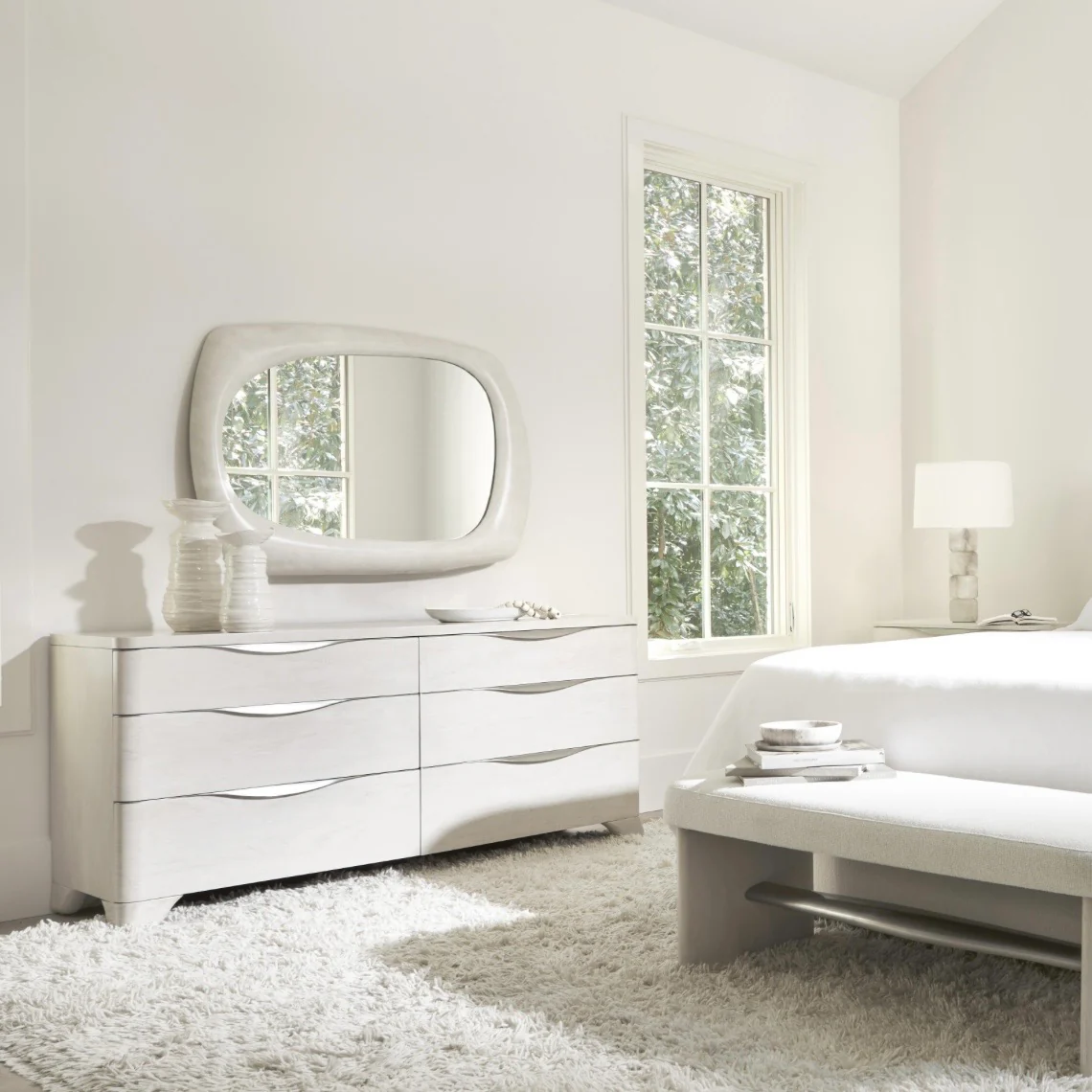 Bernhardt Sereno Collection Mirror ~ Lutra Faux Stone Finish - Image 2