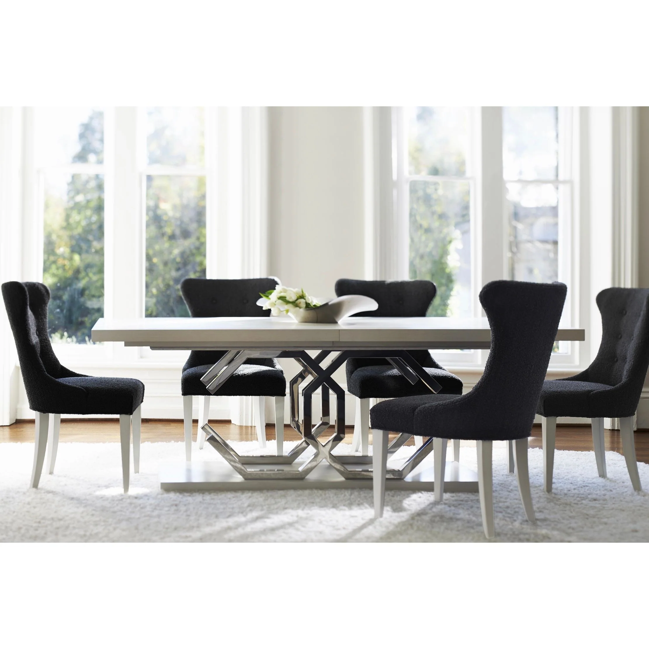 Bernhardt Silhouette Collection Rectangular Dining Table With Sculptural Steel Base - Image 8