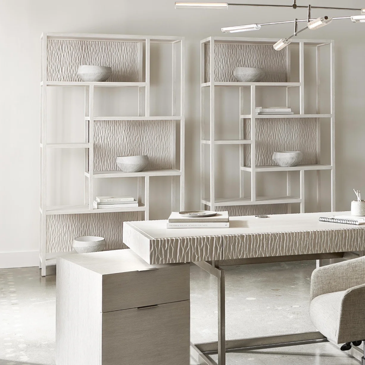 Bernhardt Solaria Collection Etagere ~ Weathered Bone Finish