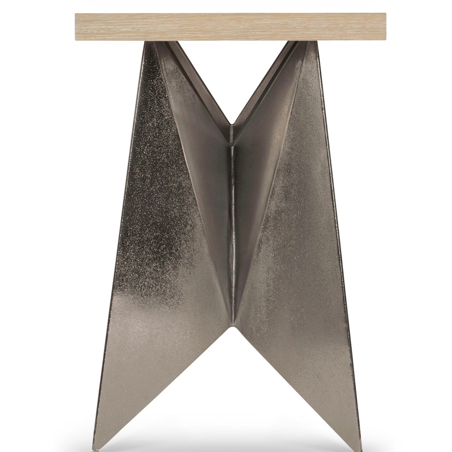 Bernhardt Solaria Collection Geometric Console Table ~ Dune Finish With Shiny Nickel Finish Base - Image 5