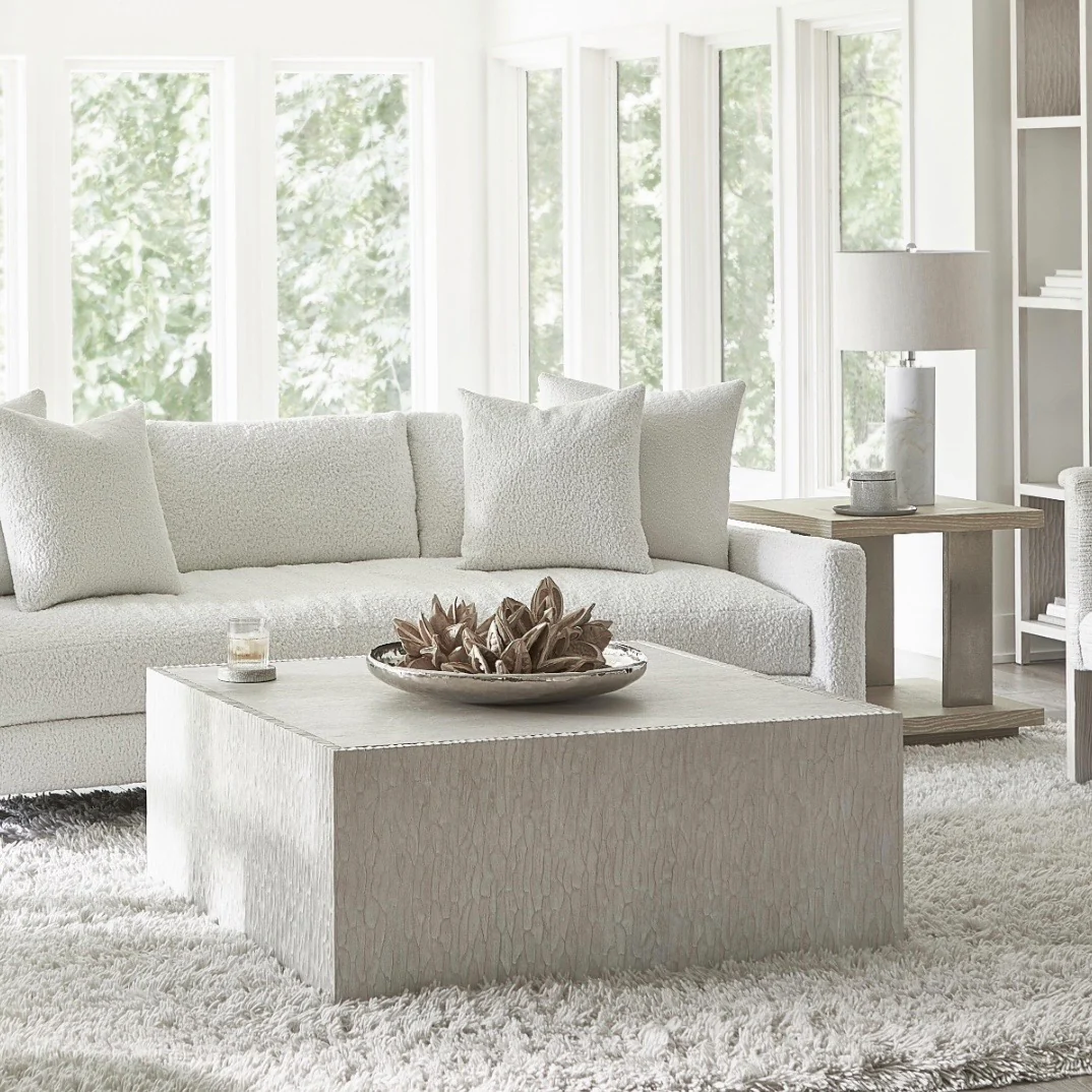 Bernhardt Solaria Collection Square Cocktail Table ~ Weathered Bone Finish