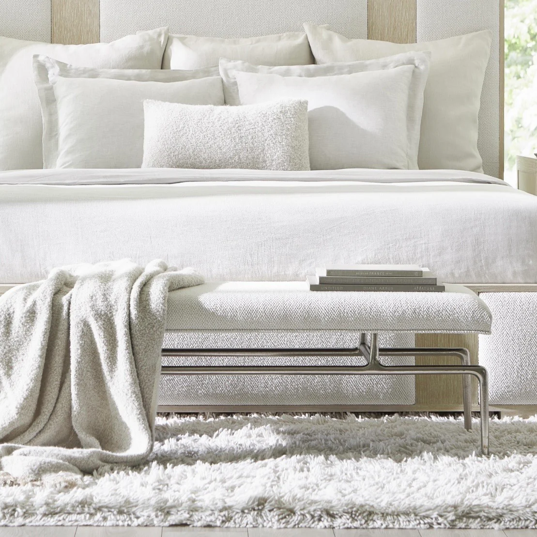 Bernhardt Solaria Collection Upholstered Bench With Metal Frame