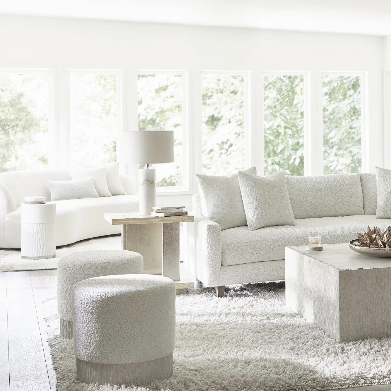 Bernhardt Solaria Collection Upholstered Round Ottoman - Image 3