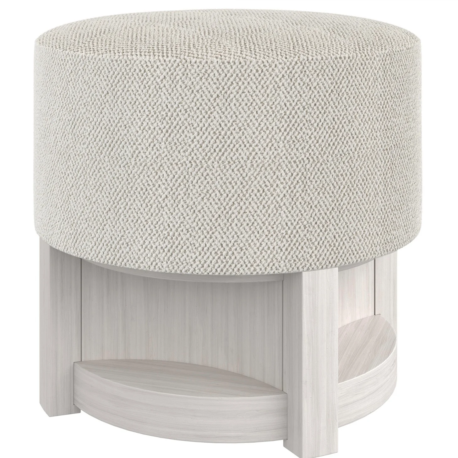 Bernhardt Stratum Collection Upholstered Round Bench ~ Mist Finish