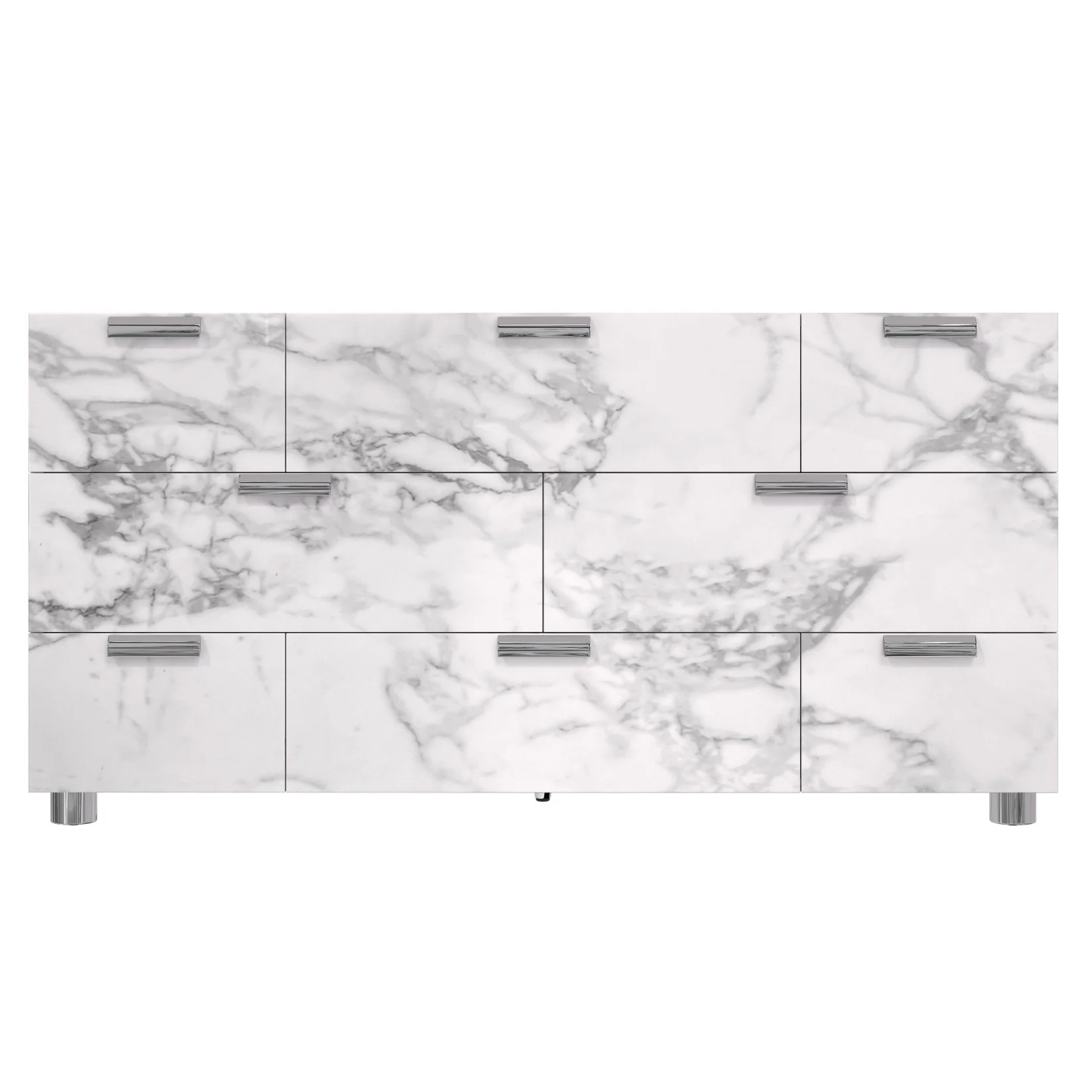 Bernhardt Stratum Collection Eight Drawer Dresser ~ Arabescato Stone with Mist Finish - Image 3