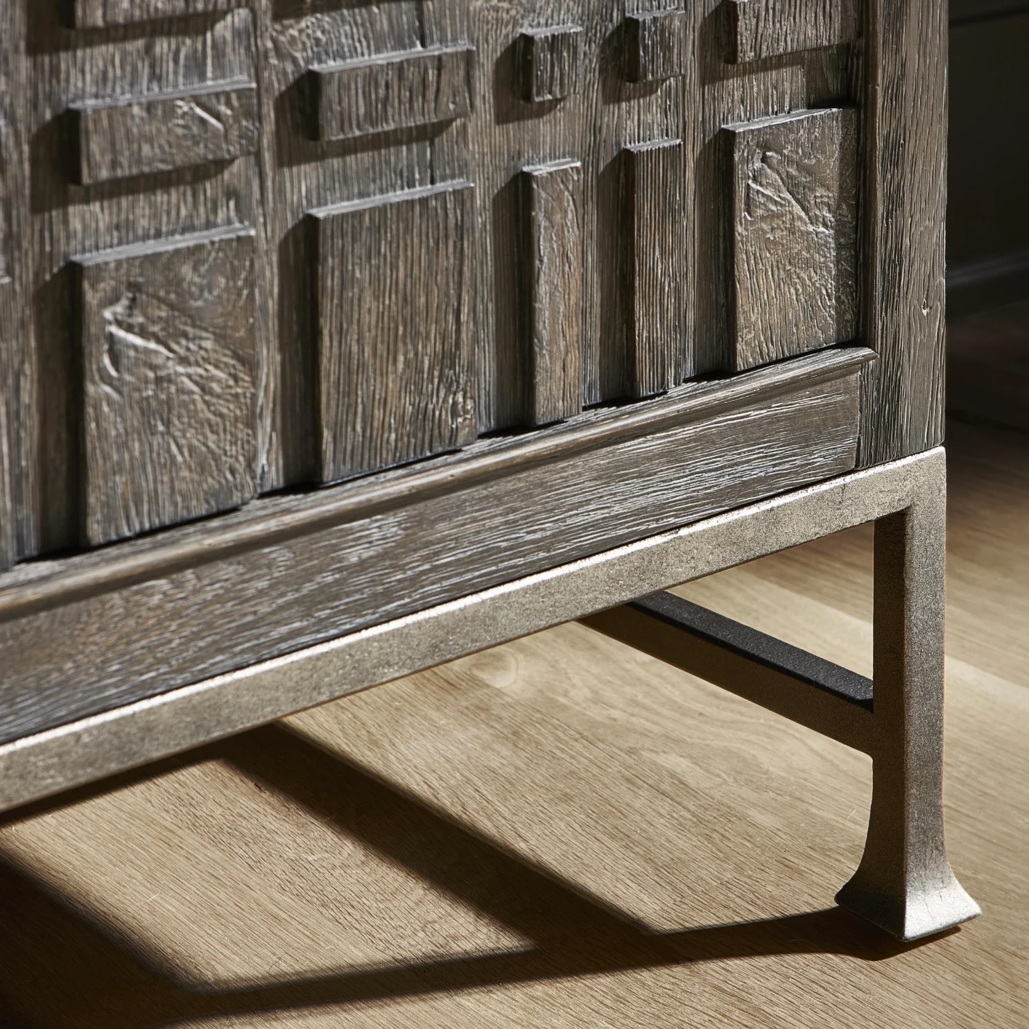 Bernhardt Tribeca Collection Entertainment Credenza ~ Tadon Finish with Textured Steel Base - Image 4