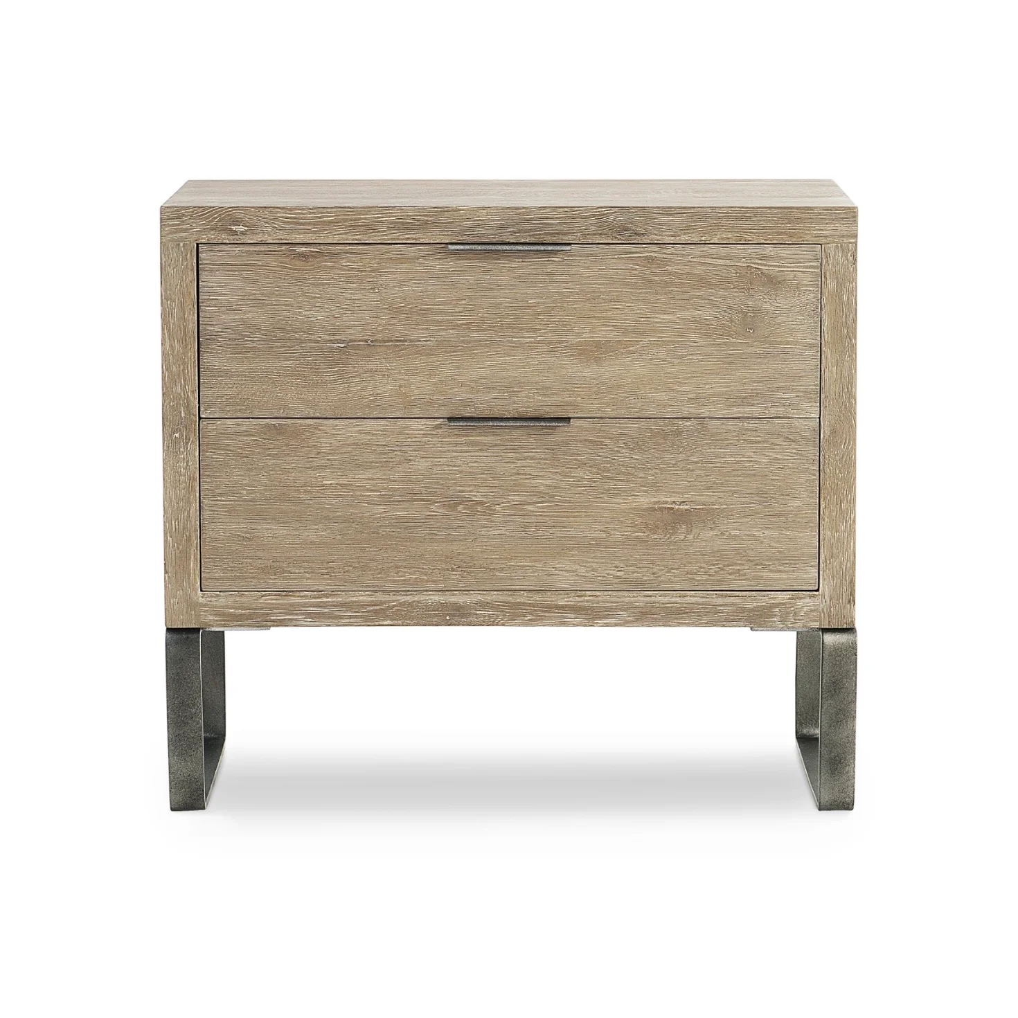 Bernhardt Tribeca Collection Two Drawer Nightstand With Steel Legs ~ Aurum Finish - Image 3