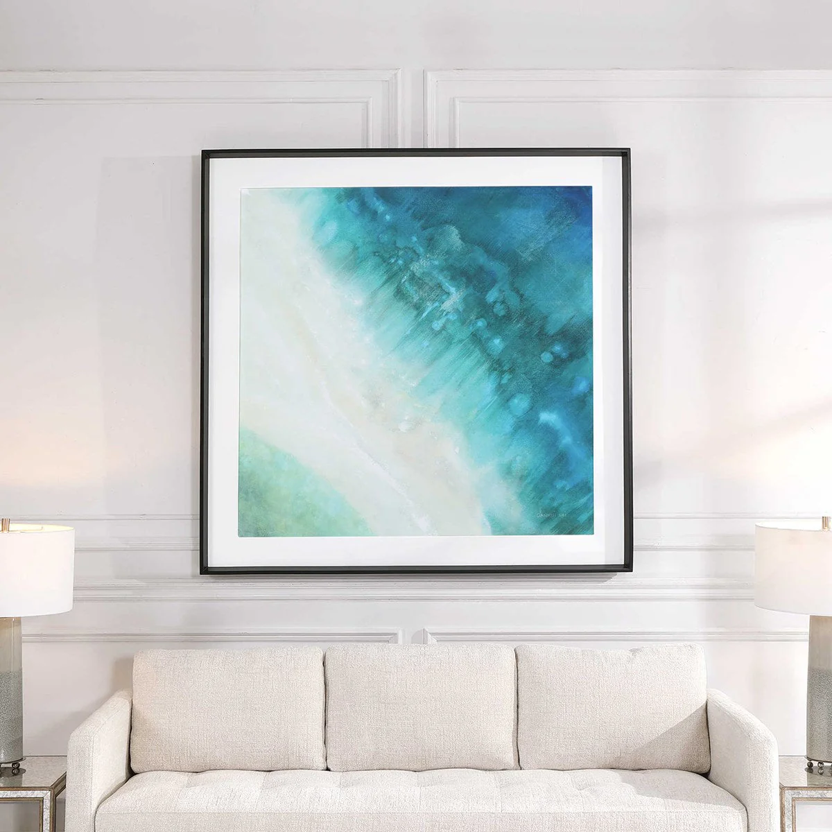 Uttermost Bird'S-Eye View Teal and Aqua Framed Print - Image 2