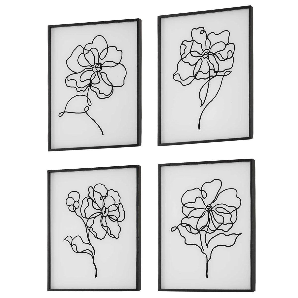 Uttermost Bloom Black and White Florals Set of 4 Framed Prints - Image 4