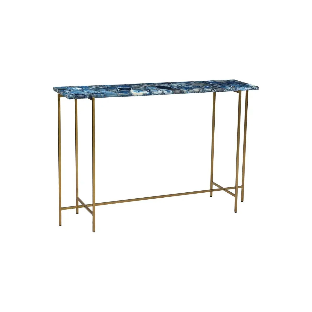 Moe’s Home Collection Blue Agate and Gold Iron Console Table - Image 2