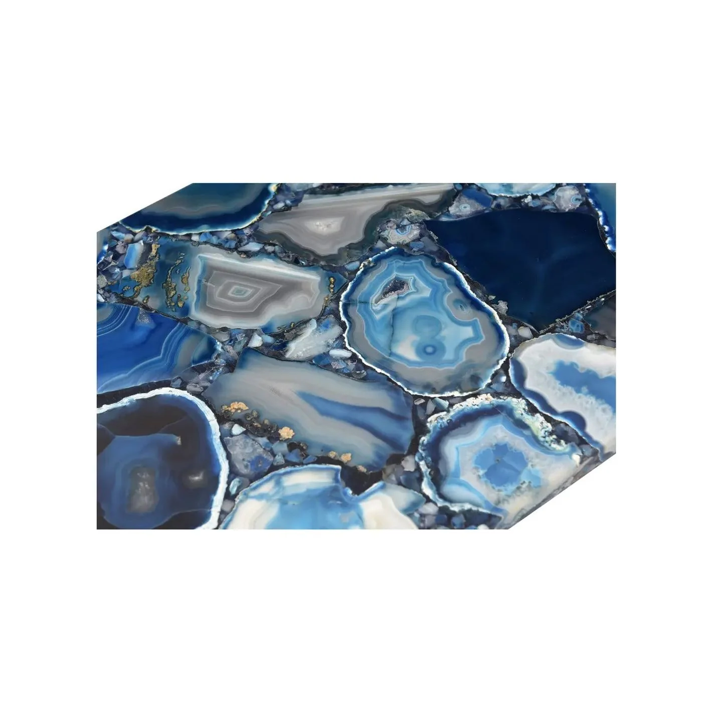Moe’s Home Collection Blue Agate and Gold Iron Console Table - Image 3