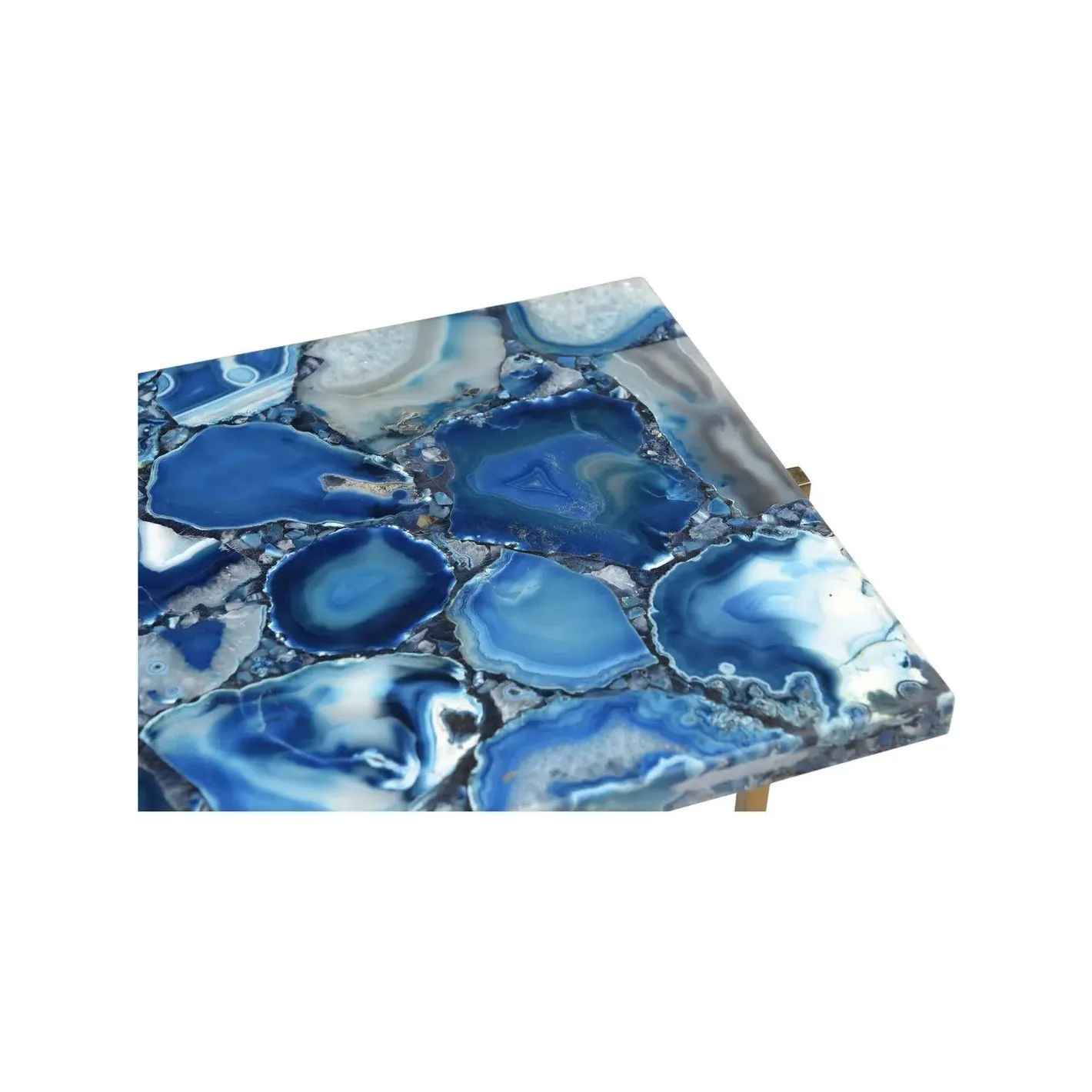 Moe’s Home Collection Blue Agate and Gold Iron Console Table - Image 4