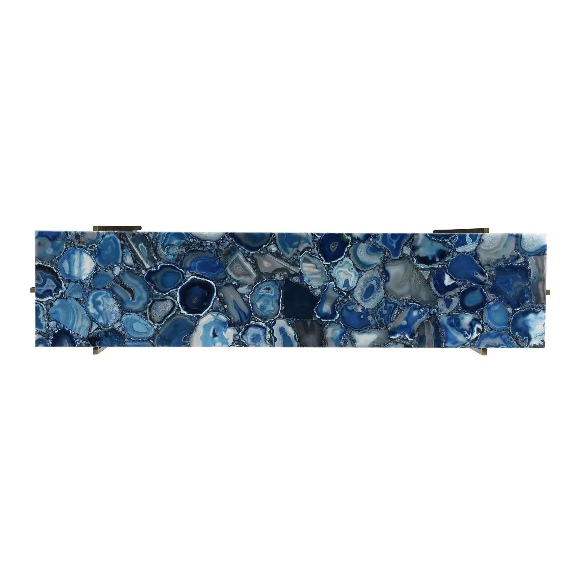 Moe’s Home Collection Blue Agate and Gold Iron Console Table - Image 5
