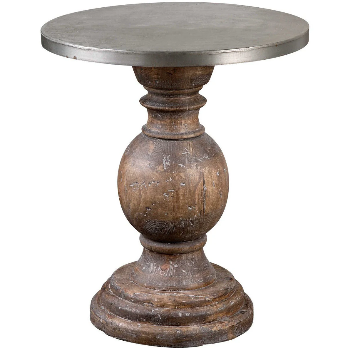 Uttermost Blythe Reclaimed Wood Round Pedestal Side Table - Image 2
