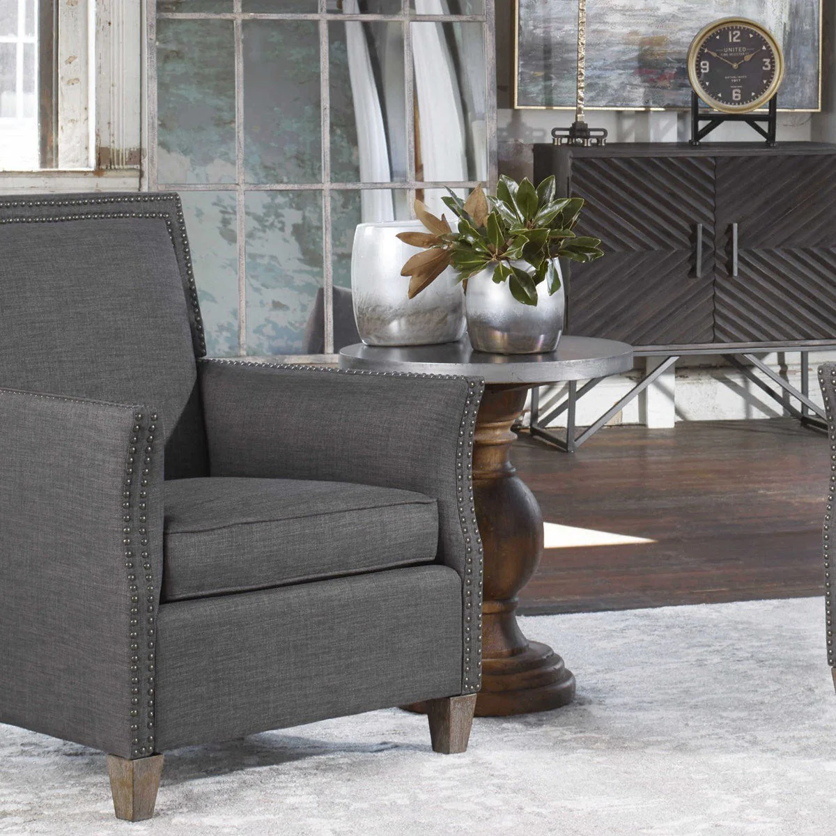 Uttermost Blythe Reclaimed Wood Round Pedestal Side Table - Image 3