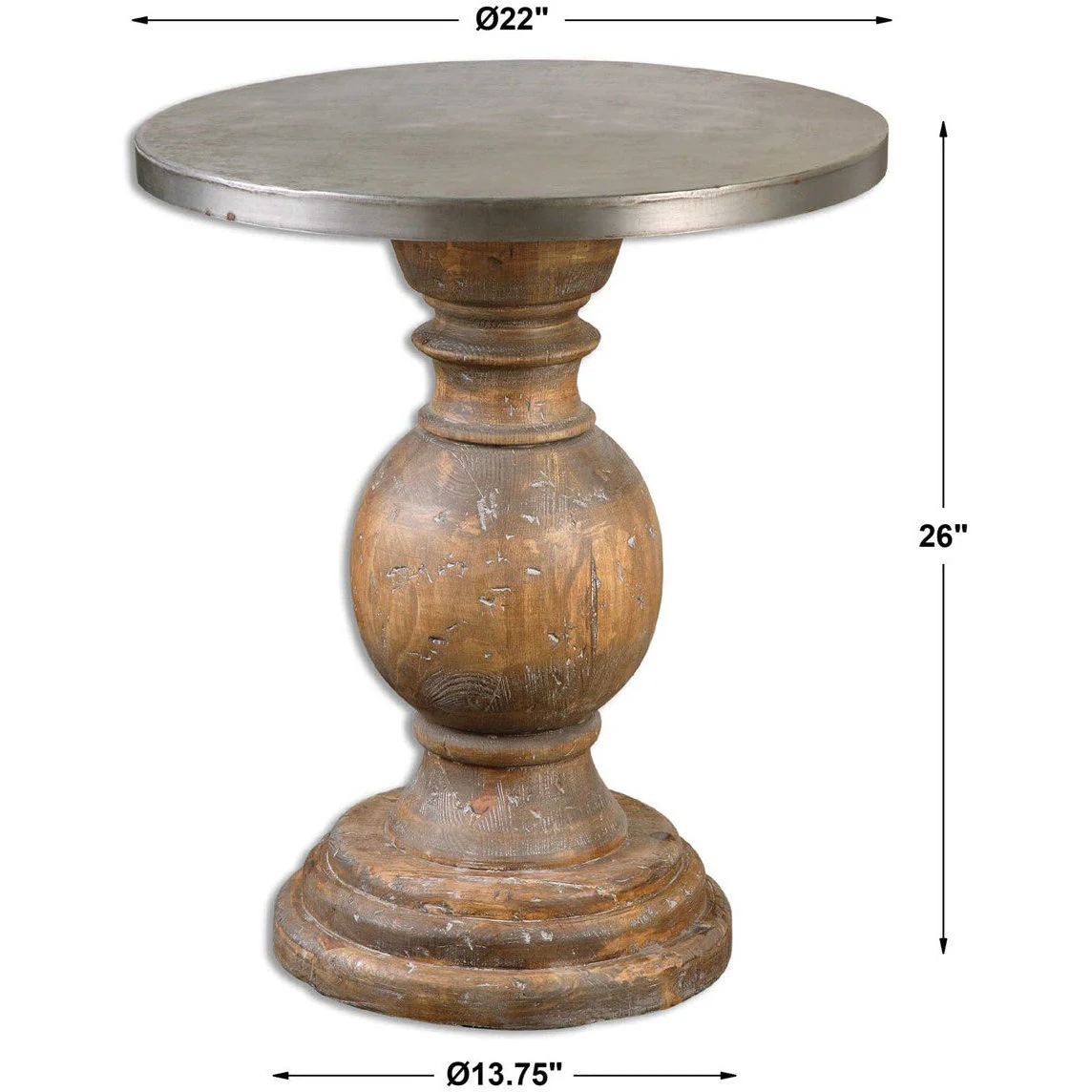 Uttermost Blythe Reclaimed Wood Round Pedestal Side Table - Image 5