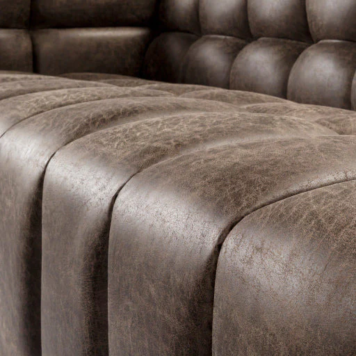 Surya Grenoble Modern Channeled Charcoal Grey Bonded Leather Sofa - Image 6