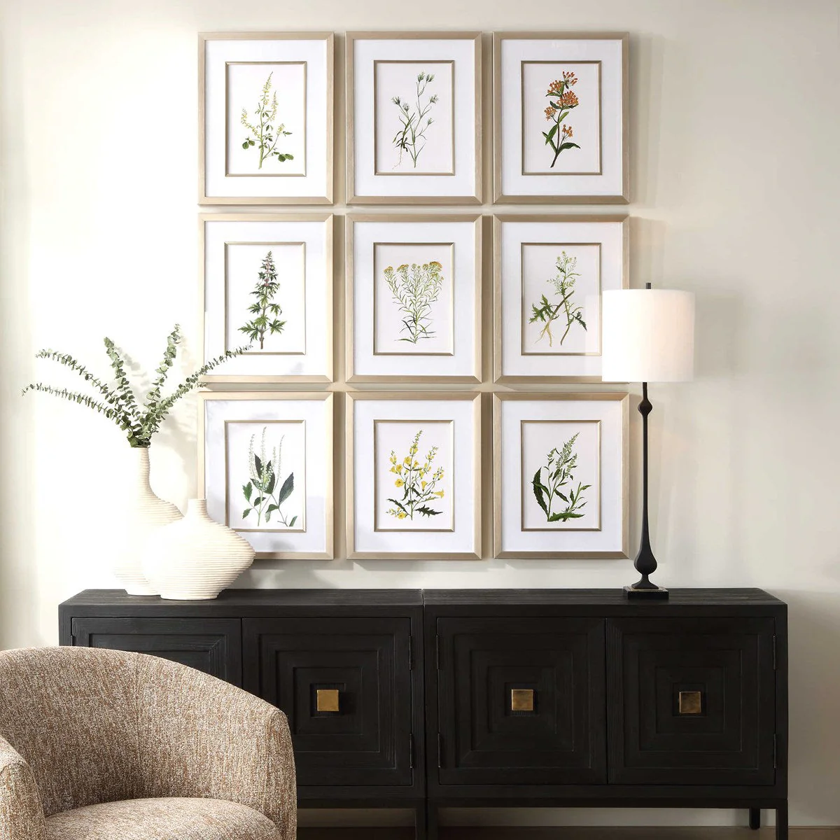 Uttermost Botanical Flowers Set of 9 Framed Prints