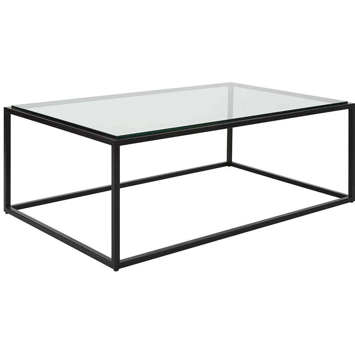 Uttermost Bravura Glass Top Satin Black Finish Iron Base Modern Coffee Table - Image 3