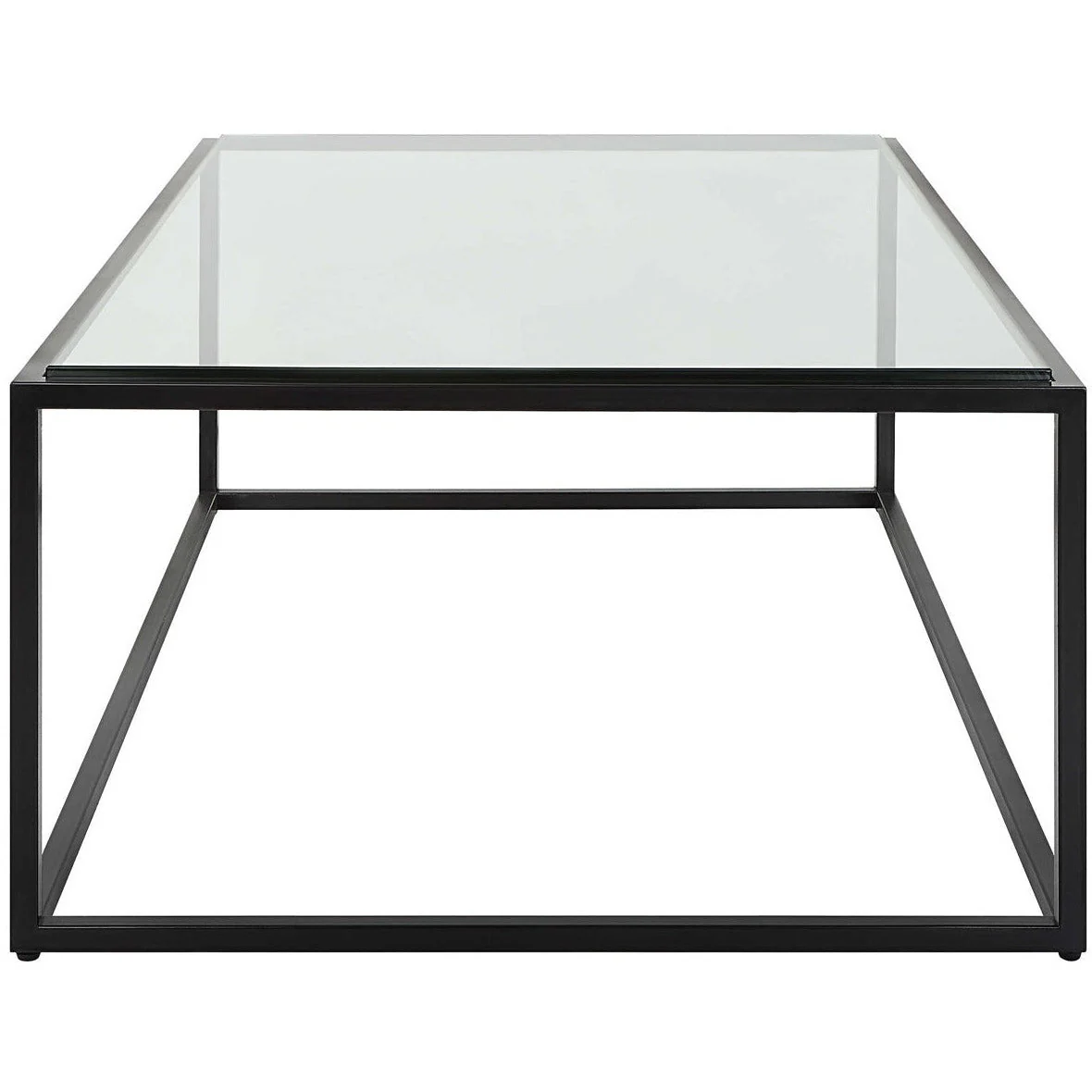 Uttermost Bravura Glass Top Satin Black Finish Iron Base Modern Coffee Table - Image 4