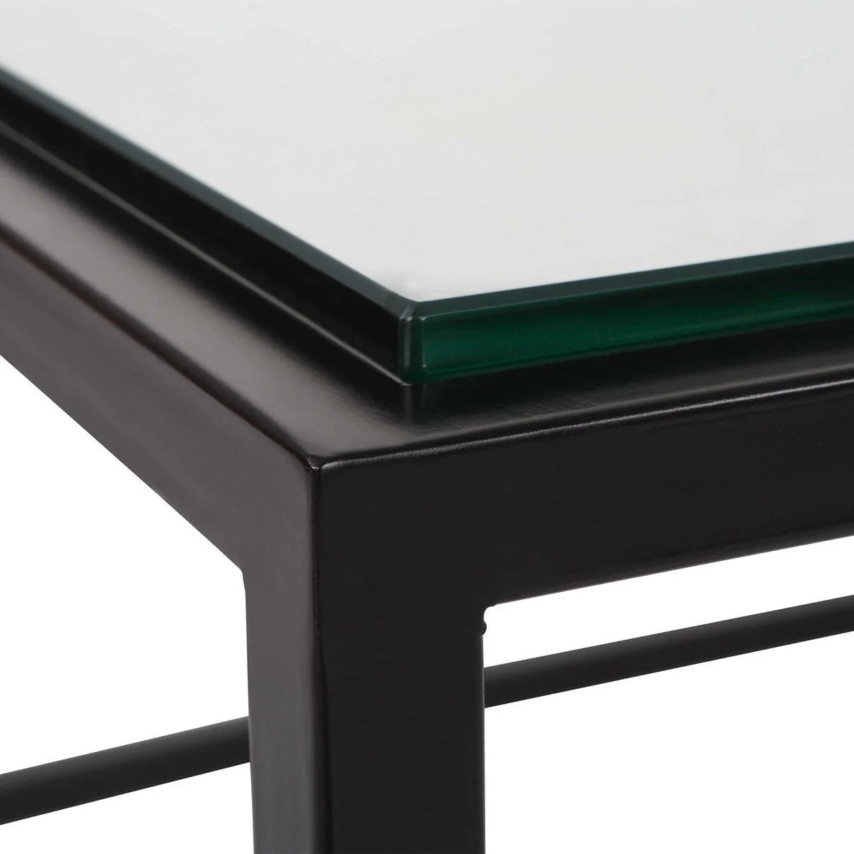 Uttermost Bravura Glass Top Satin Black Finish Iron Base Modern Coffee Table - Image 5