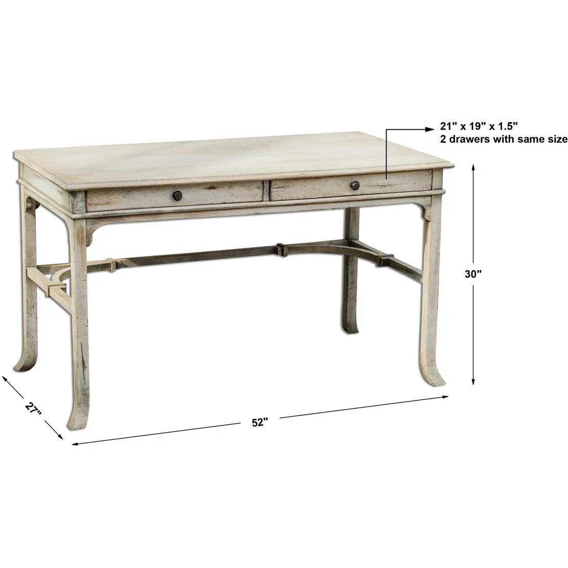 Uttermost Bridgely Aged White Mango Wood Writing Desk - Image 5
