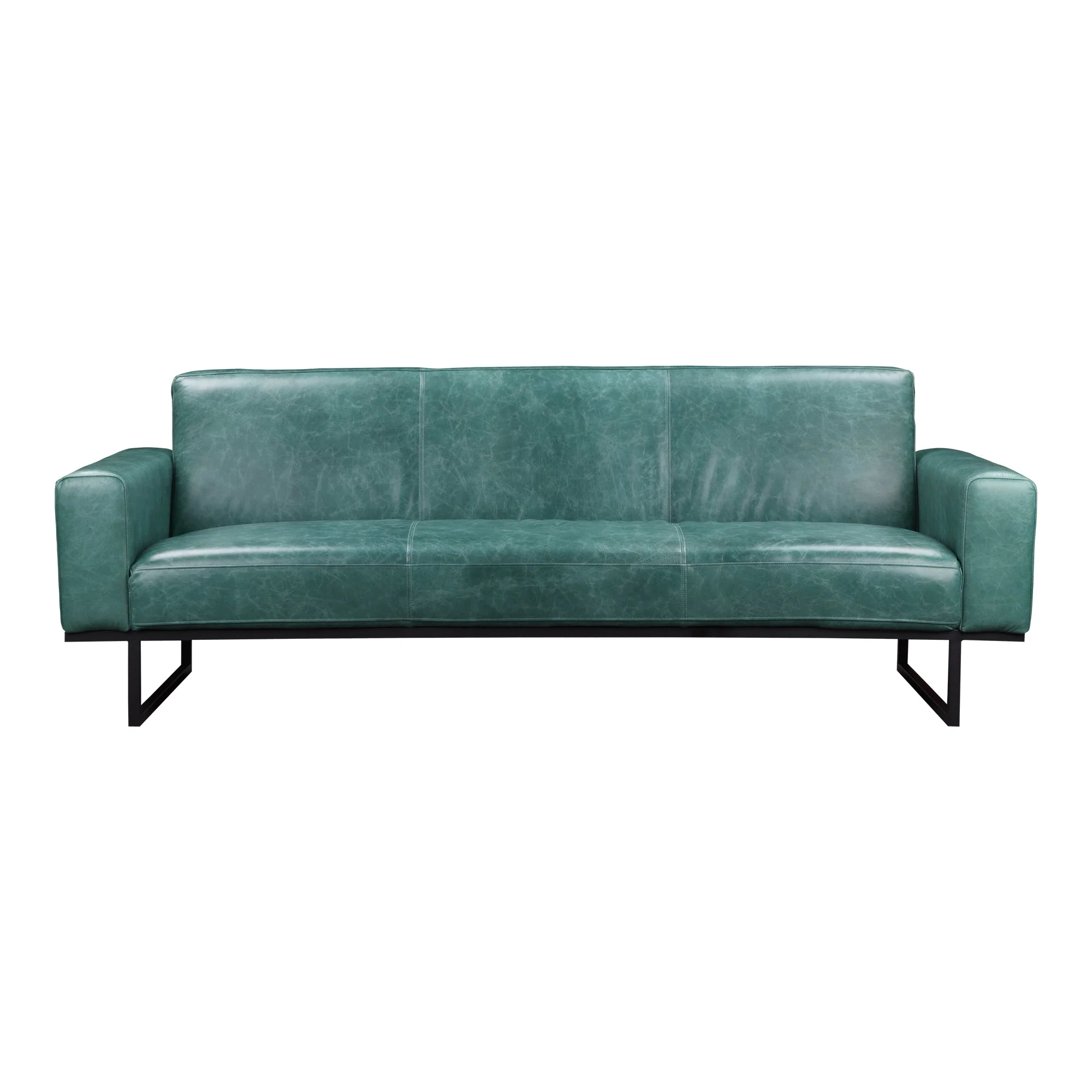 Moe's Home Collection Brock Green Leather Sofa - Image 2