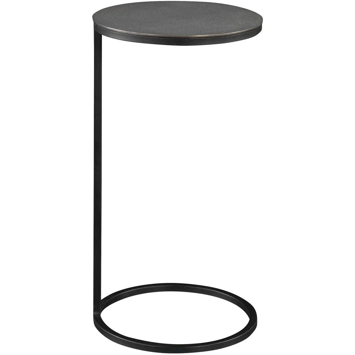 Uttermost Brunei Antiqued Nickel Top With Aged Black Iron Base Modern Round Accent Table - Image 2