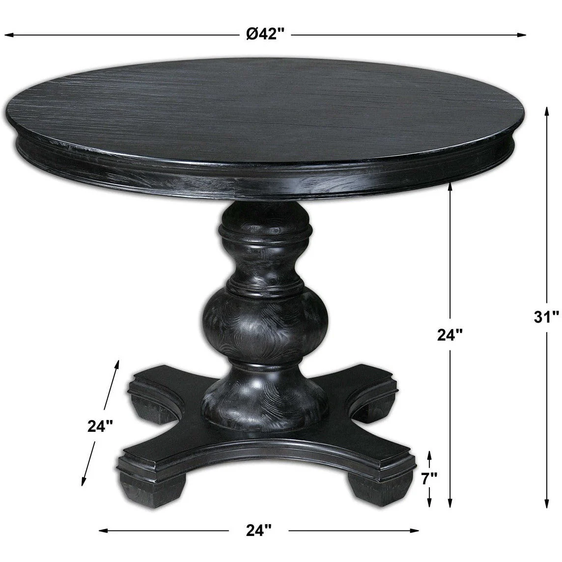 Uttermost Brynmore Black Wood 42” Round Dining Table - Image 4