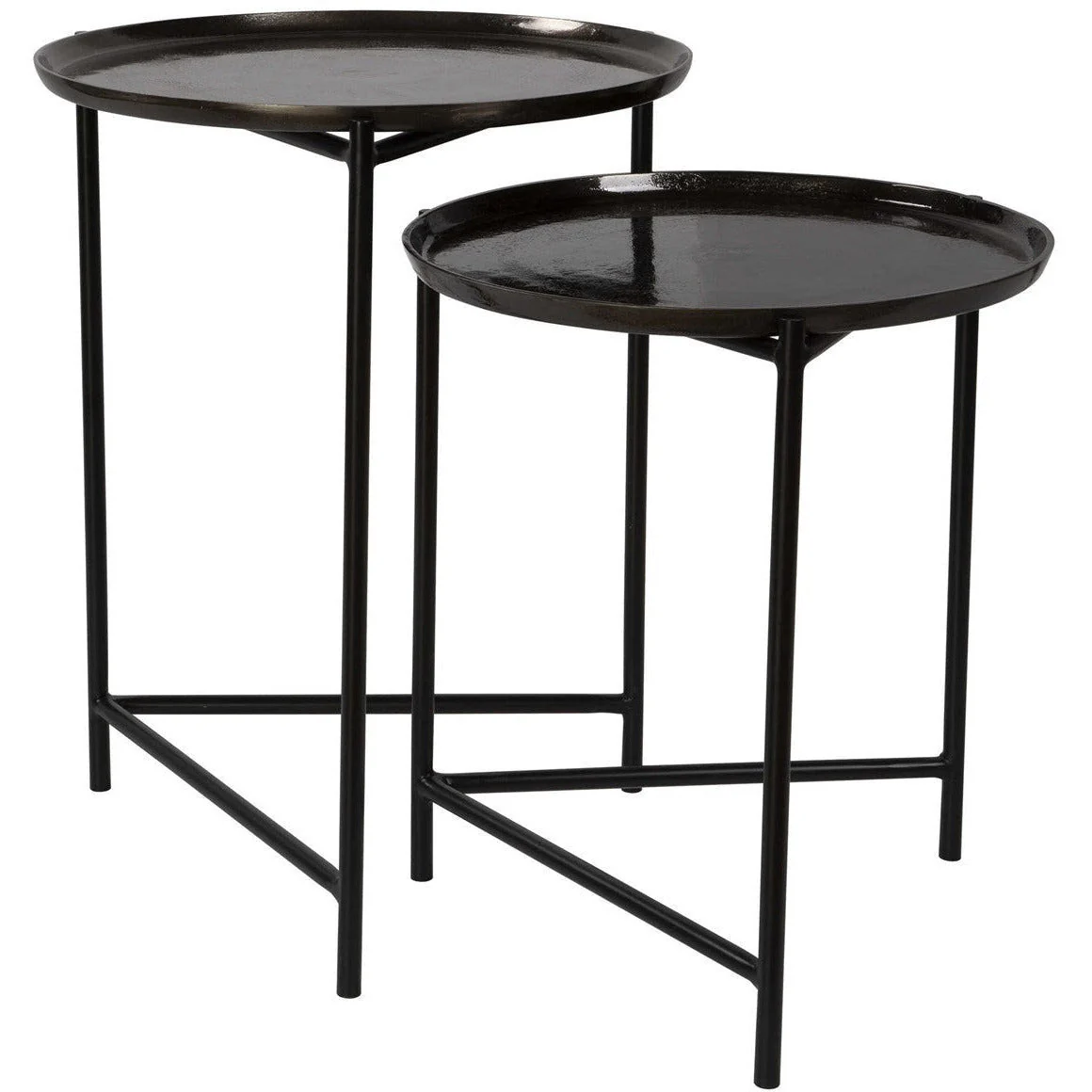 Uttermost Burnett Black And Dark Nickel Set of 2 Nesting Tables