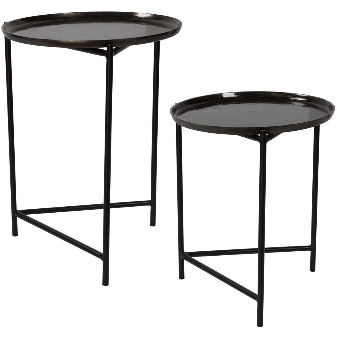 Uttermost Burnett Black And Dark Nickel Set of 2 Nesting Tables - Image 3