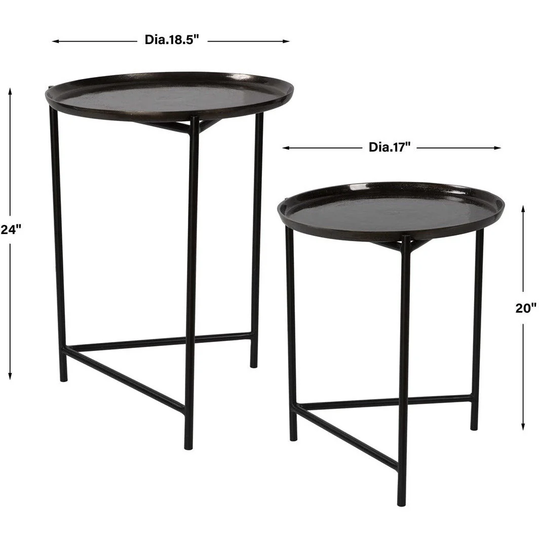 Uttermost Burnett Black And Dark Nickel Set of 2 Nesting Tables - Image 4