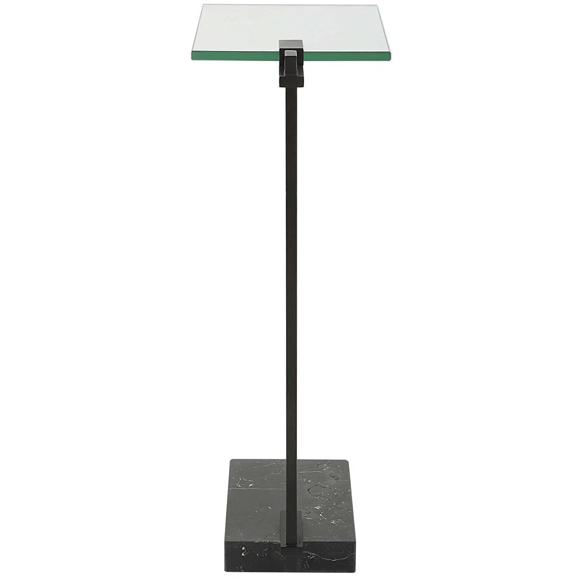 Uttermost Butler Glass Top With Black Marble & Steel Modern Accent Table - Image 5