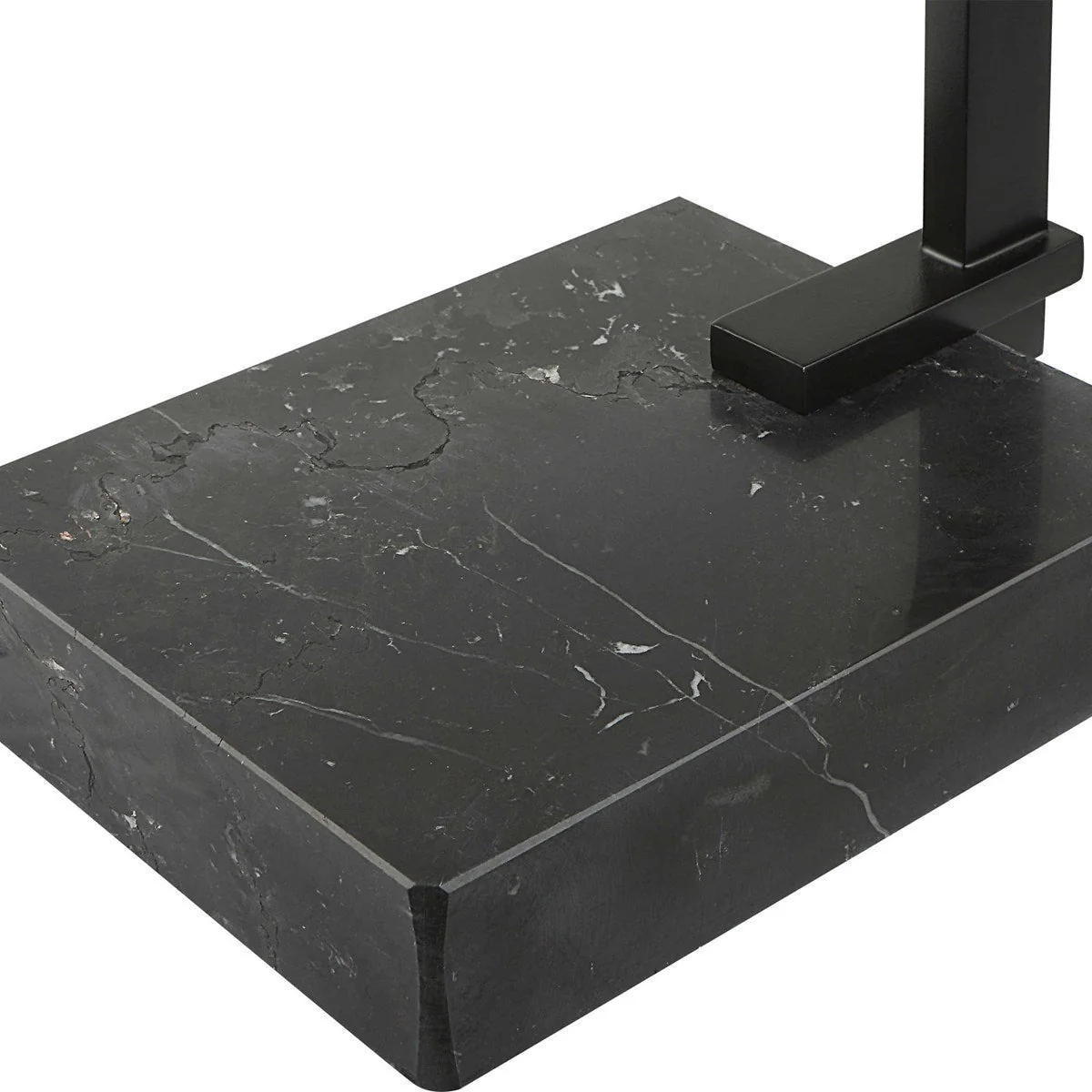 Uttermost Butler Glass Top With Black Marble & Steel Modern Accent Table - Image 7