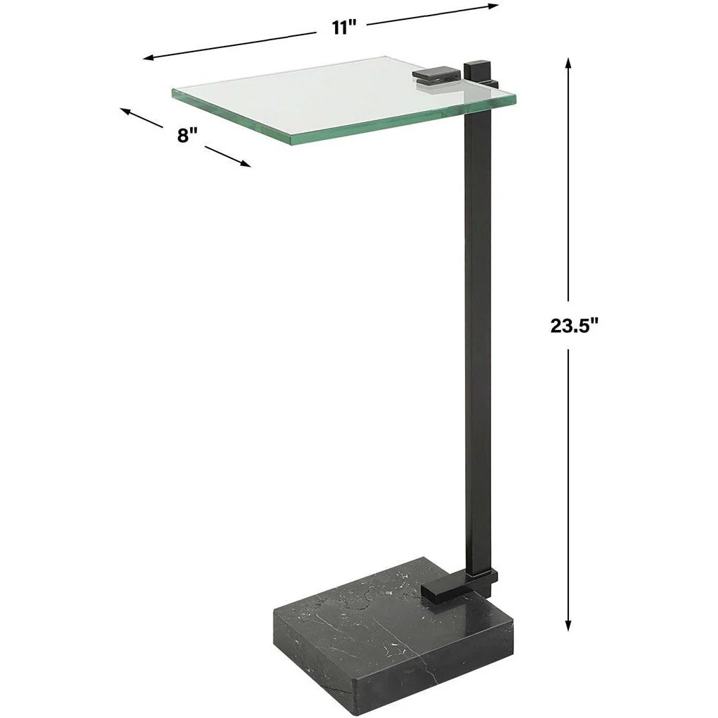 Uttermost Butler Glass Top With Black Marble & Steel Modern Accent Table - Image 8