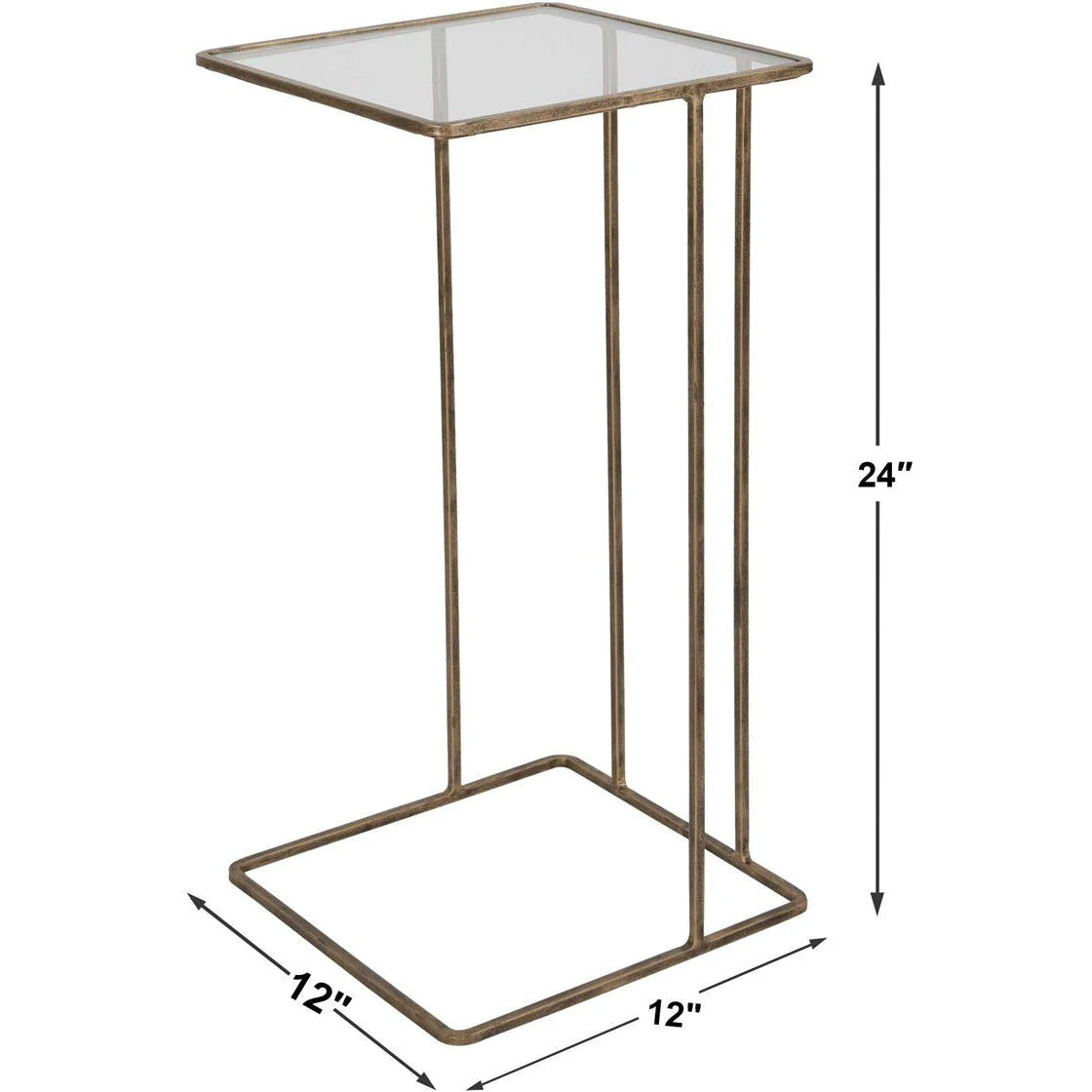 Uttermost Cadmus Glass Too With Antiqued Gold Iron Modern Accent Table - Image 5