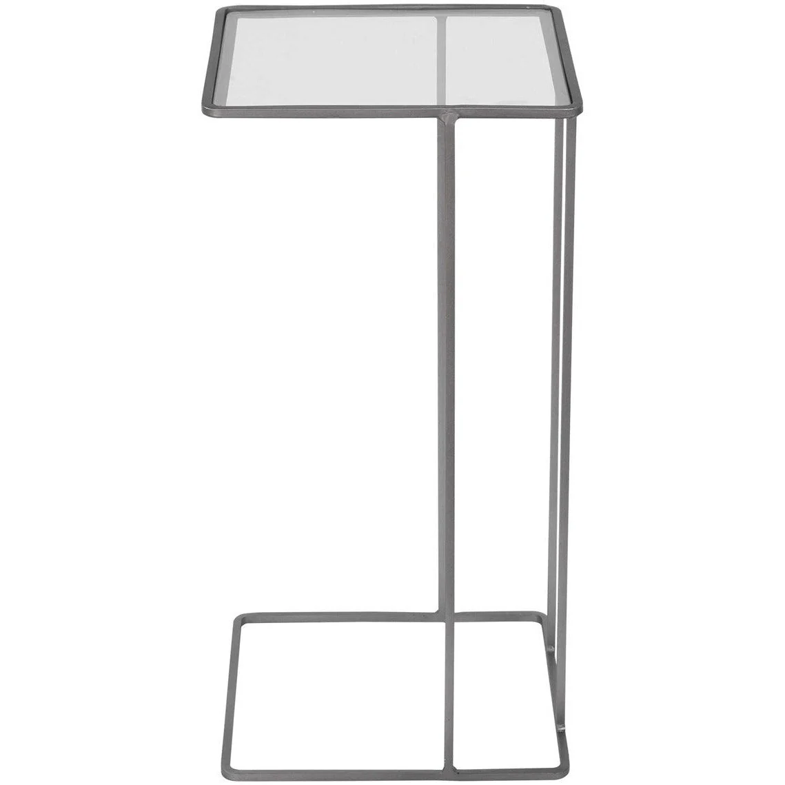 Uttermost Cadmus Glass Top With Soft Pewter Iron Modern Accent Table - Image 3
